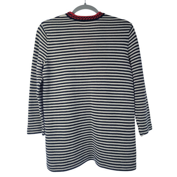 Tory Burch Sweater Women's Small Striped V-neck Pullover 3/4 Sleeve Cotton - Picture 4 of 7